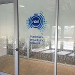 NBN 3D logo onto glass